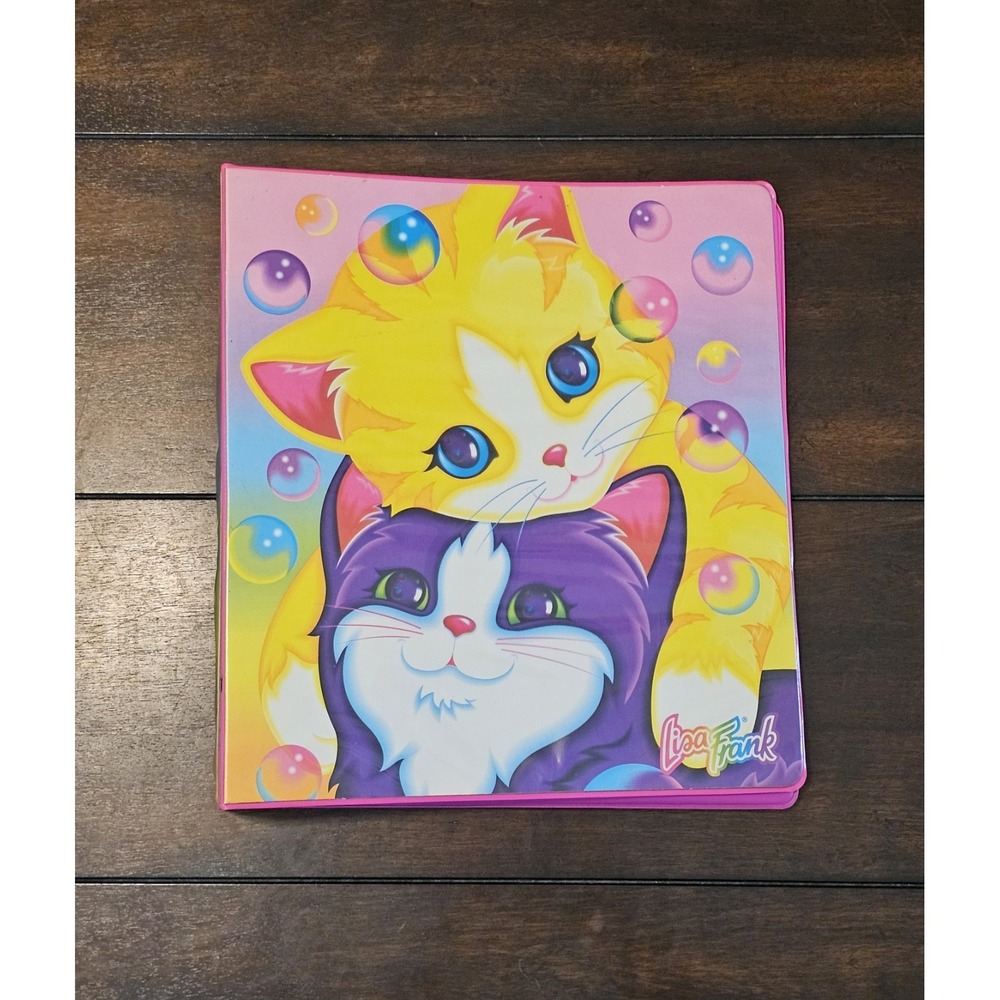 Rare Vintage Lisa Frank 3 Ring Binder Kittens Colorful